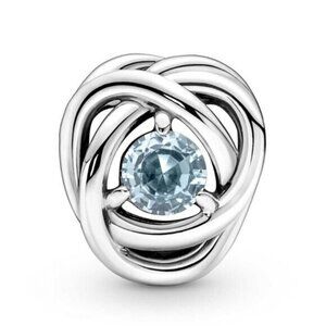 Pandora Silver Twist Charm with Light Blue Stone